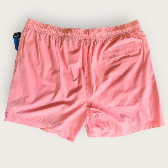 Nautica Men's Bright Pink Stretch Quick Dry Lined Drawstring Swim Trunks Sz XXL - Picture 2 of 7